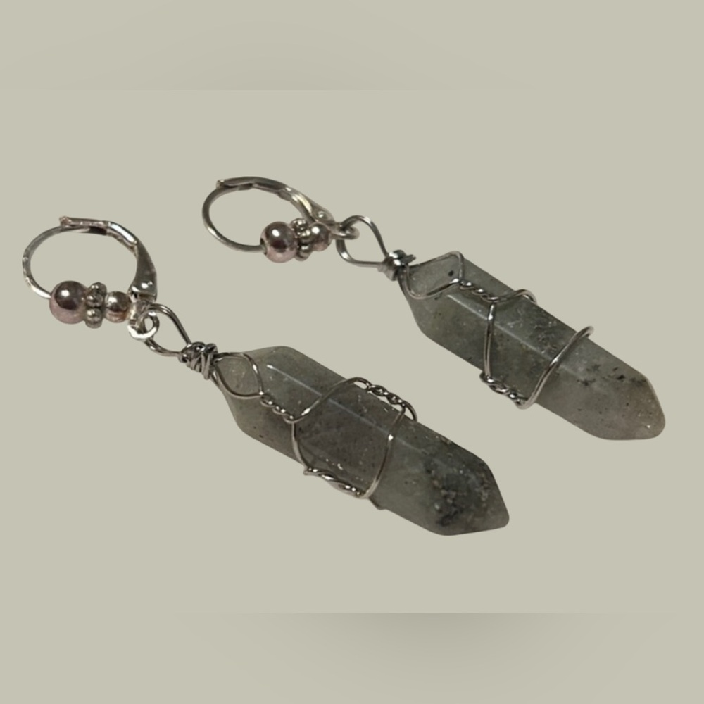 Gray Stone Drop Earrings